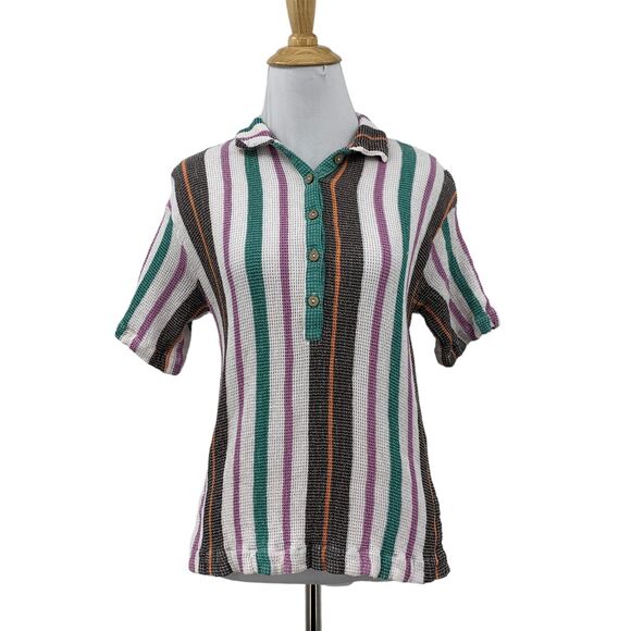 Free People Soleil Time Endless Shirt Womens XS Extra Small Stripe Waffle Knit - Picture 1 of 12
